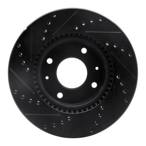 Hyundai Sonata Brake Rotor (1) - Front Right - R1 Concepts - Drilled & Slotted - Black - `02-`06